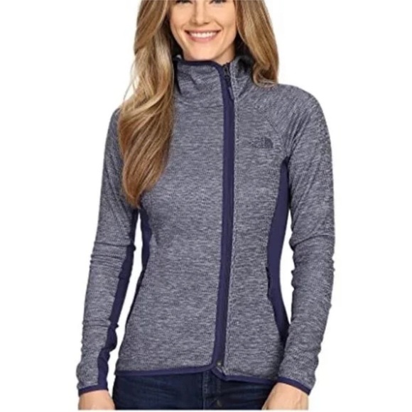 North Face Asymmetrical Zip Lightweight Jacket Heathered Grey & Blue Medium - Picture 1 of 11